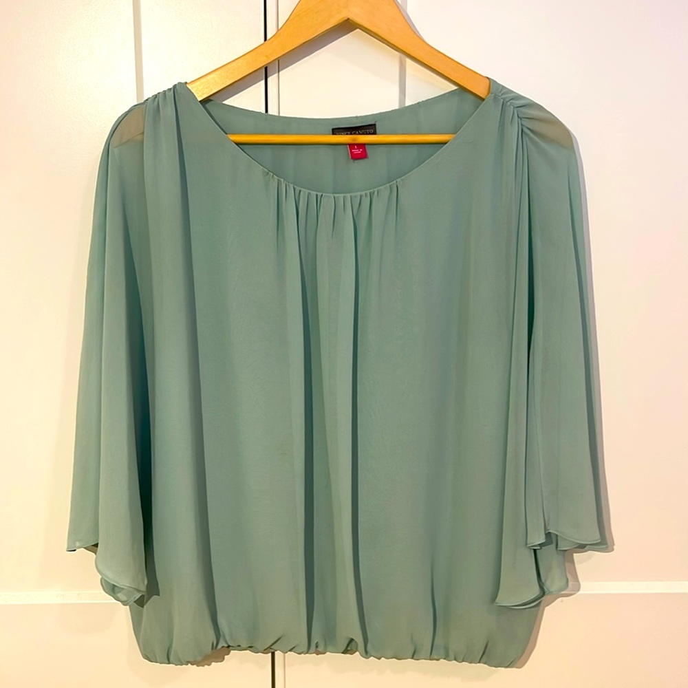 Vince Camuto teal flowy top
